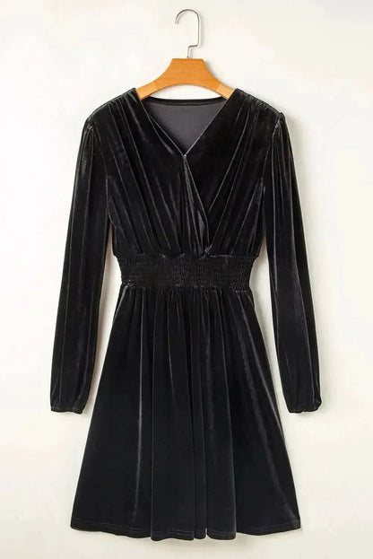 Surplice Long Sleeve Velvet Dress - Bad Moms Club