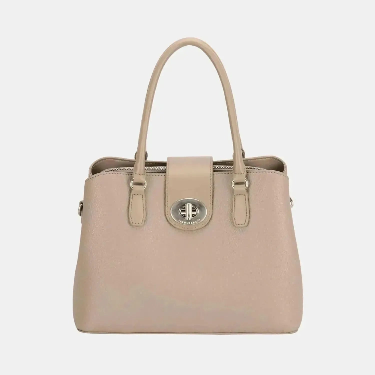 David Jones PU Leather Twist-Lock Tote Bag - Bad Moms Club