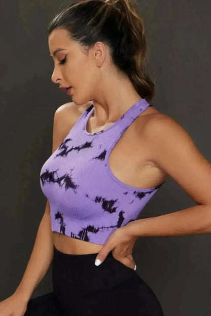 Tie-dye Cropped Round Neck Tank Top - Bad Moms Club
