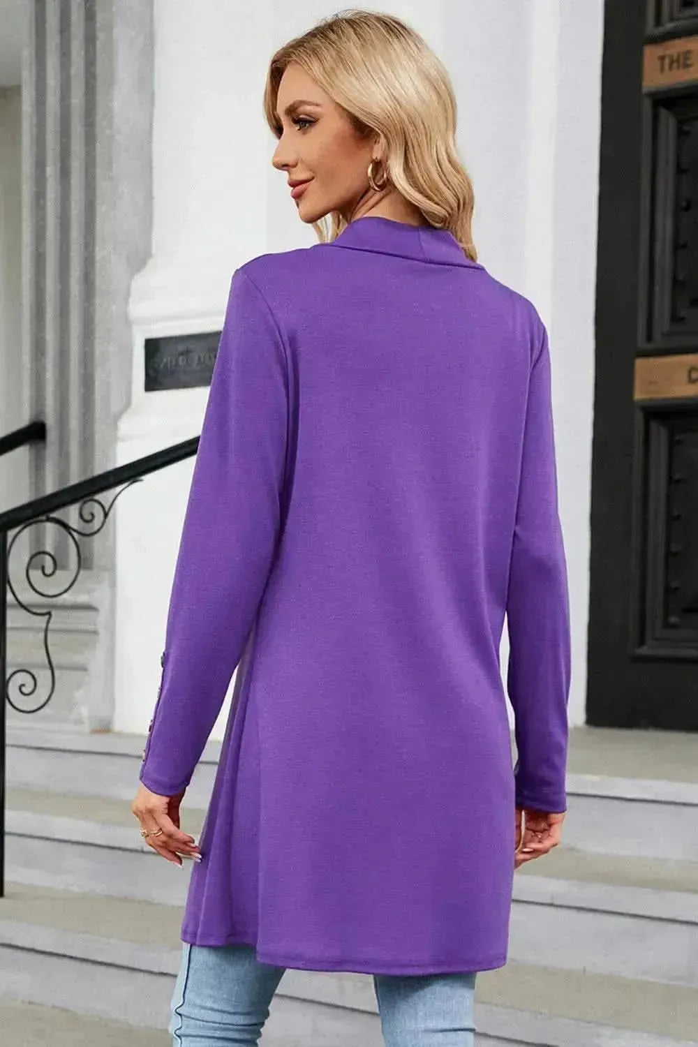 Open Front Long Sleeve Cardigan - Bad Moms Club