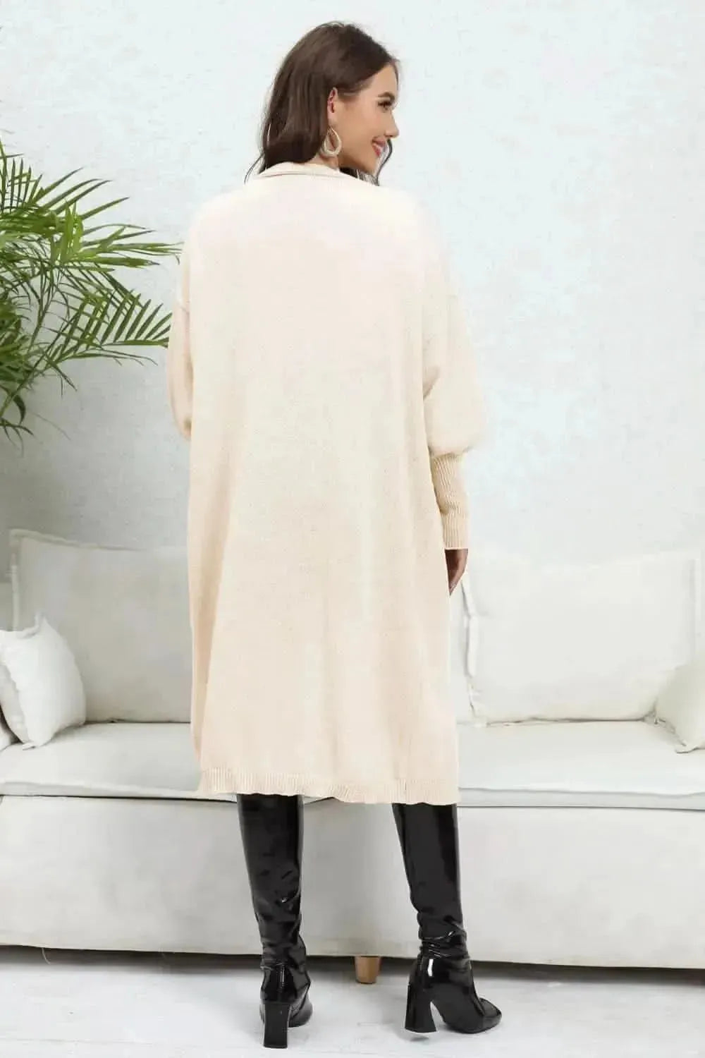 Open Front Dropped Shoulder Cardigan - Bad Moms Club