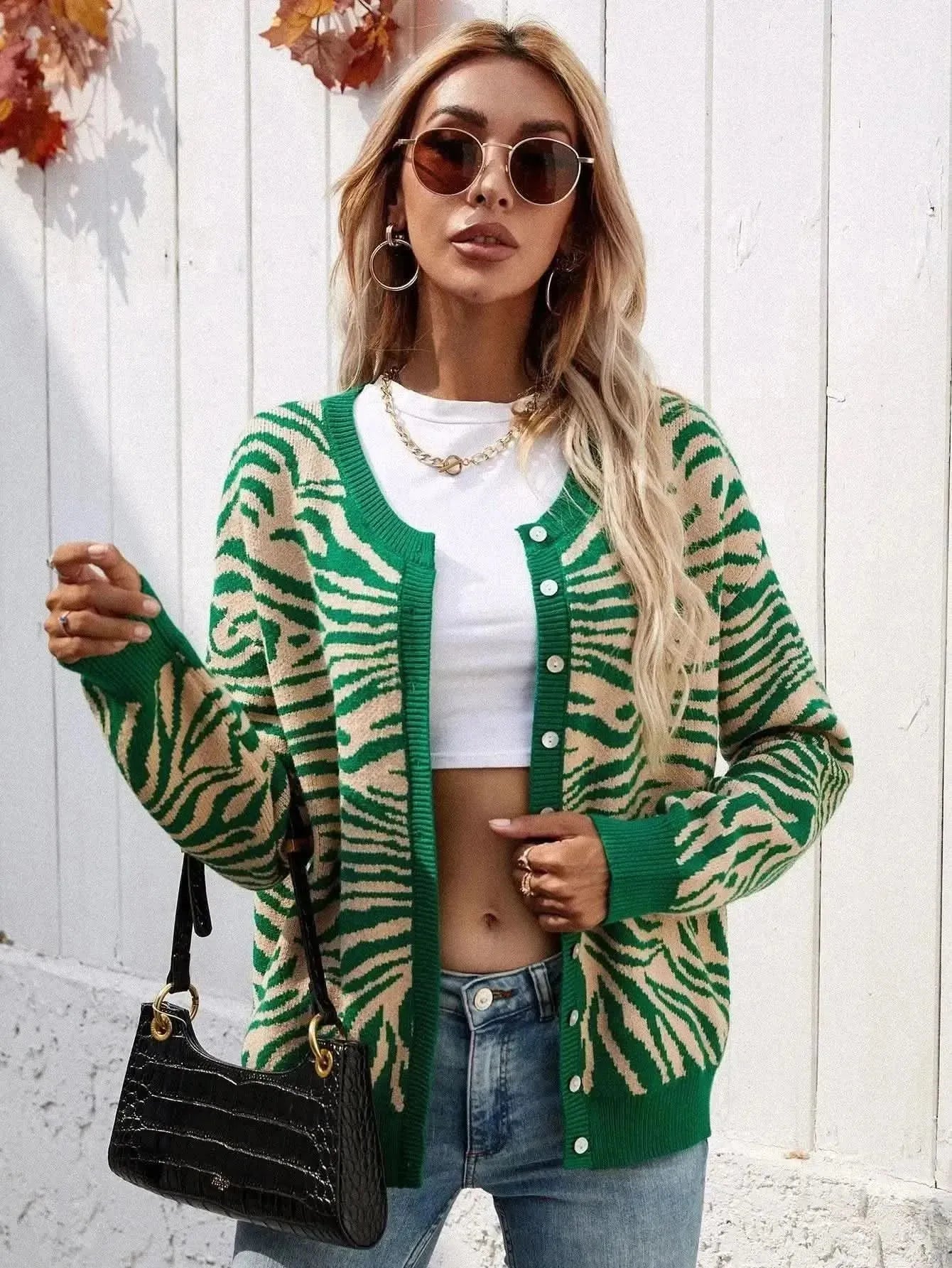 Woven Right Zebra Print Button Down Cardigan - Bad Moms Club