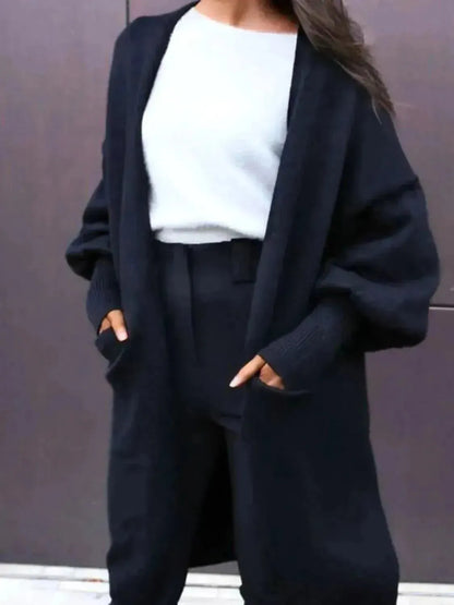 Open Front Dropped Shoulder Cardigan - Bad Moms Club