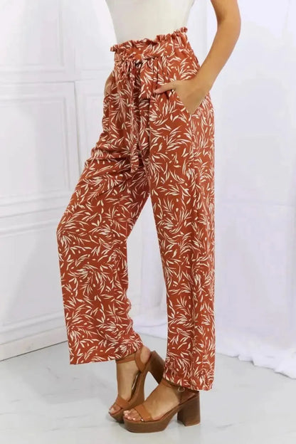 Heimish Right Angle Full Size Geometric Printed Pants in Red Orange - Bad Moms Club