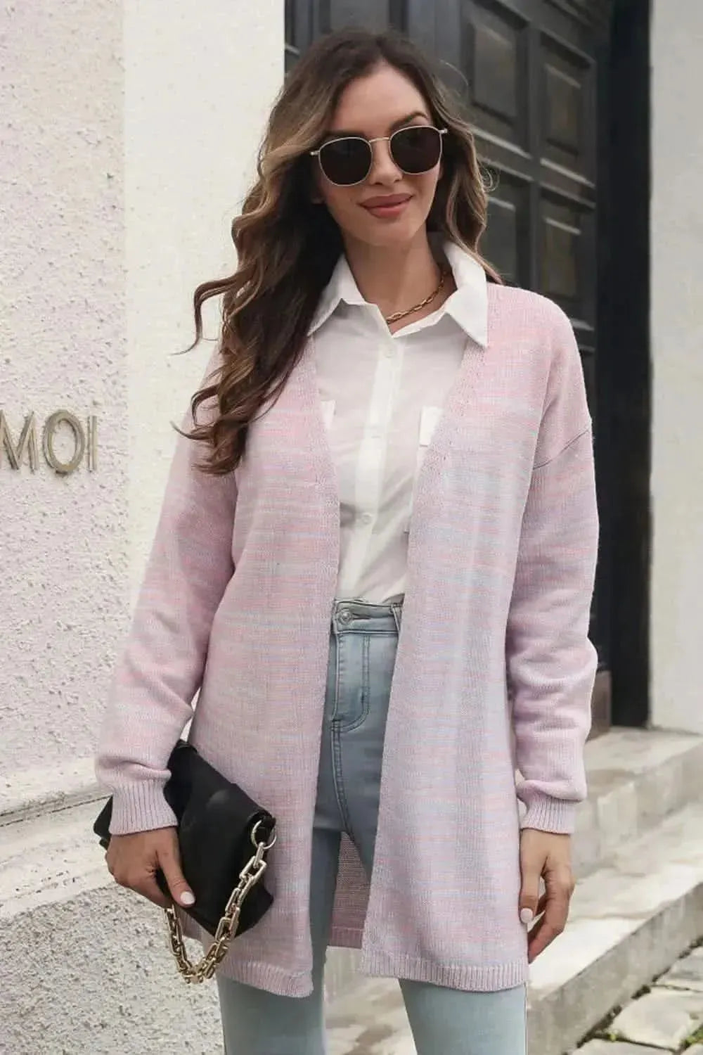 Striped Open Front Longline Cardigan - Bad Moms Club