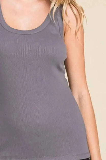 Culture Code Full Size Ribbed Scoop Neck Tank - Bad Moms Club