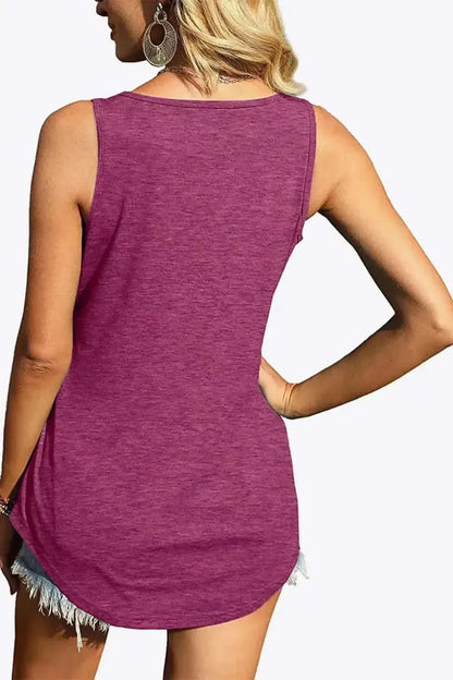 Curved Hem Square Neck Tank - Bad Moms Club