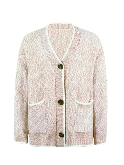 Button Down V-Neck Cardigan with Pockets - Bad Moms Club
