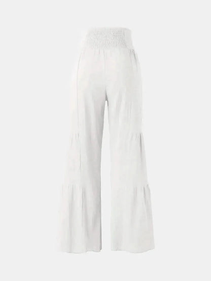 Tied Ruched Wide Leg Pants - Bad Moms Club