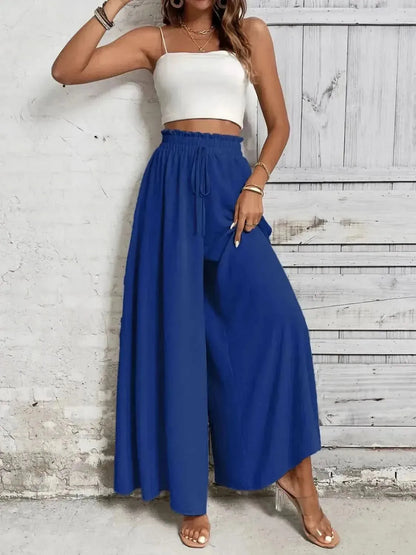 Honey Tied High Waist Wide Leg Pants - Bad Moms Club
