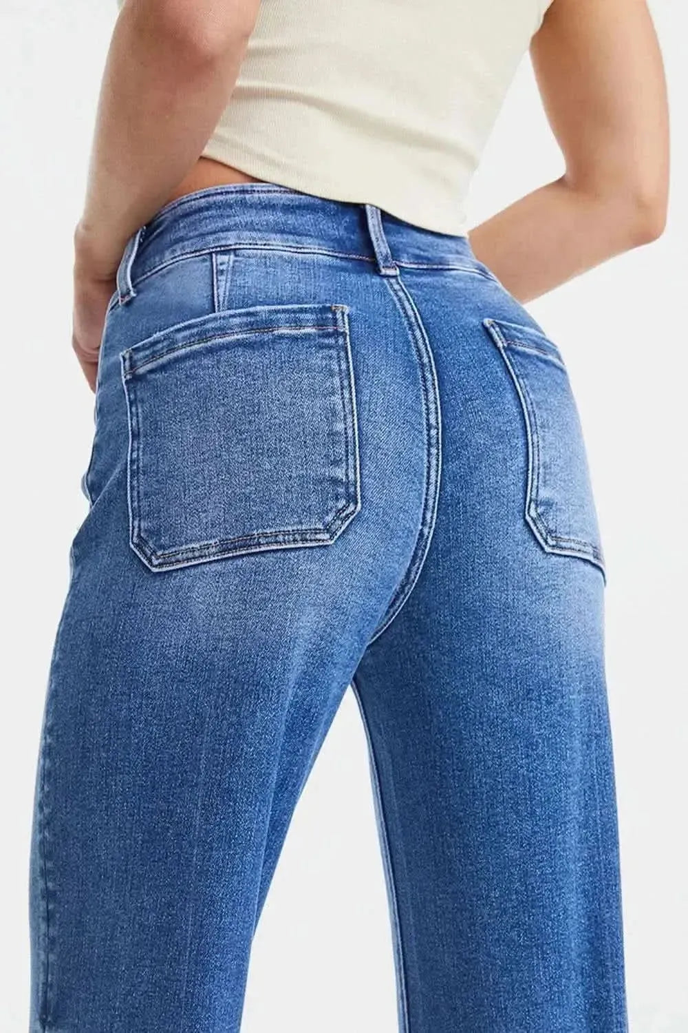 BAYEAS Full Size Raw Hem High Waist Wide Leg Jeans - Bad Moms Club