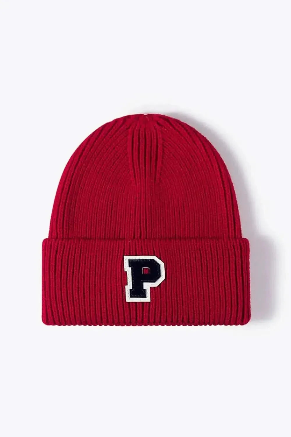 Letter Patch Cuffed Knit Beanie - Bad Moms Club