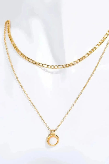 Copper 14K Gold-Plated Round Shape Aventurine Pendant Necklace - Bad Moms Club
