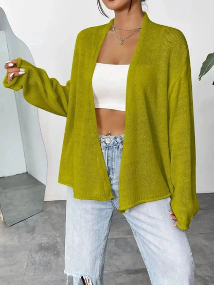Open Front Dropped Shoulder Cardigan - Bad Moms Club