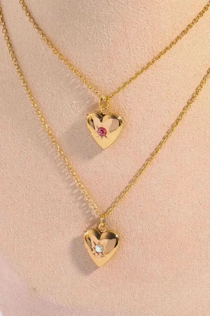 Zircon Heart Shape 14K Gold-Plated Pendant Necklace - Bad Moms Club