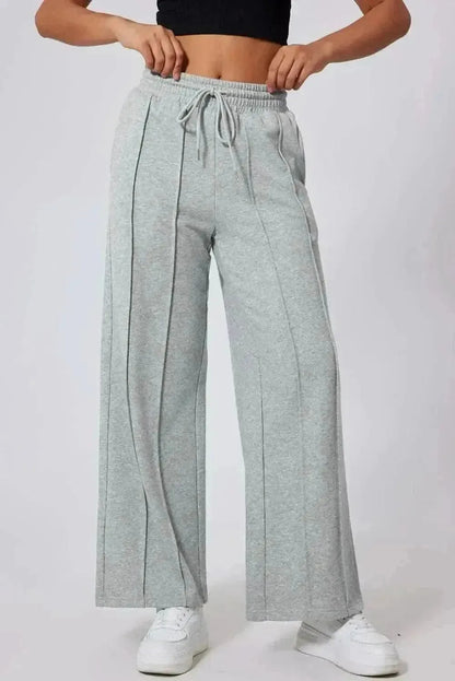 Drawstring Wide Leg Active Pants - Bad Moms Club