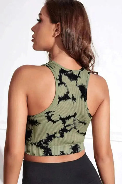 Tie-dye Cropped Round Neck Tank Top - Bad Moms Club