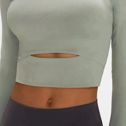 Long Sleeve Cropped Top With Sports Strap - Bad Moms Club