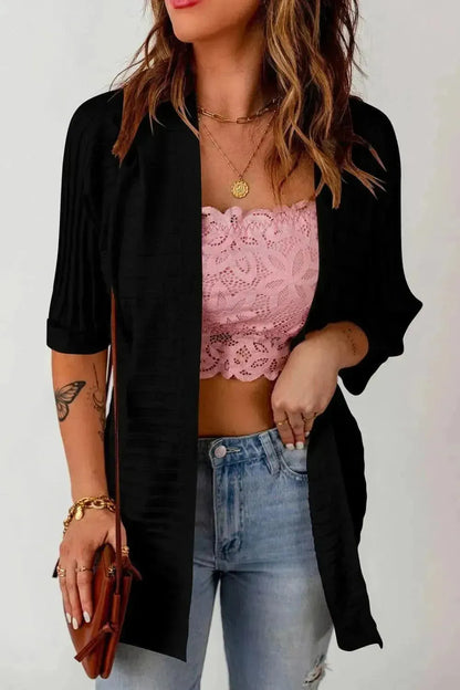 Ribbed Open Front Knit Cardigan - Bad Moms Club