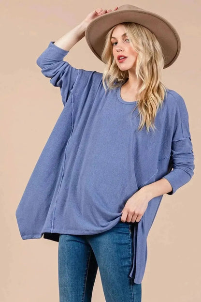 Ces Femme Asymmetrical Long Sleeve top - Bad Moms Club