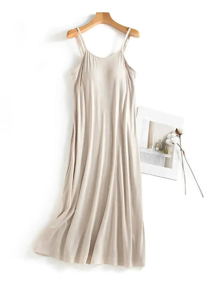 Scoop Neck Midi Cami Dress with Bra - Bad Moms Club