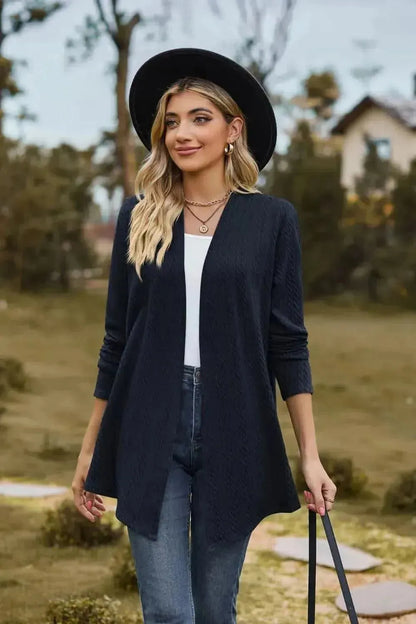 Open Front Long Sleeve Cardigan - Bad Moms Club