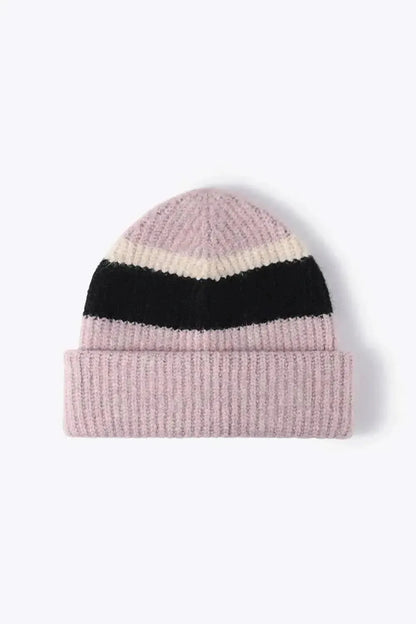 Tricolor Cuffed Knit Beanie - Bad Moms Club