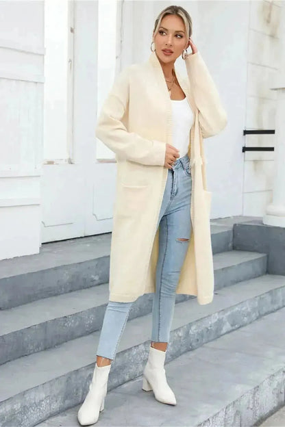 Open Front Pocketed Cardigan - Bad Moms Club