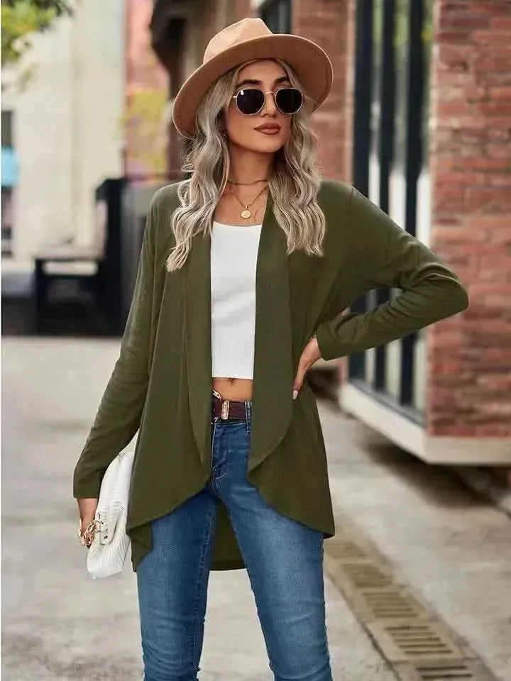 Open Front Long Sleeve Cardigan - Bad Moms Club