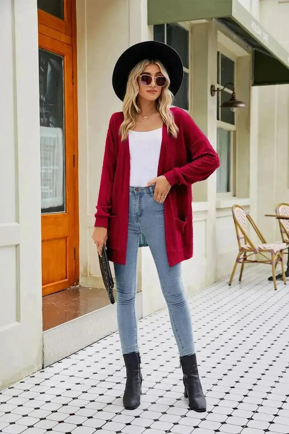 Long Sleeve Pocketed Cardigan - Bad Moms Club