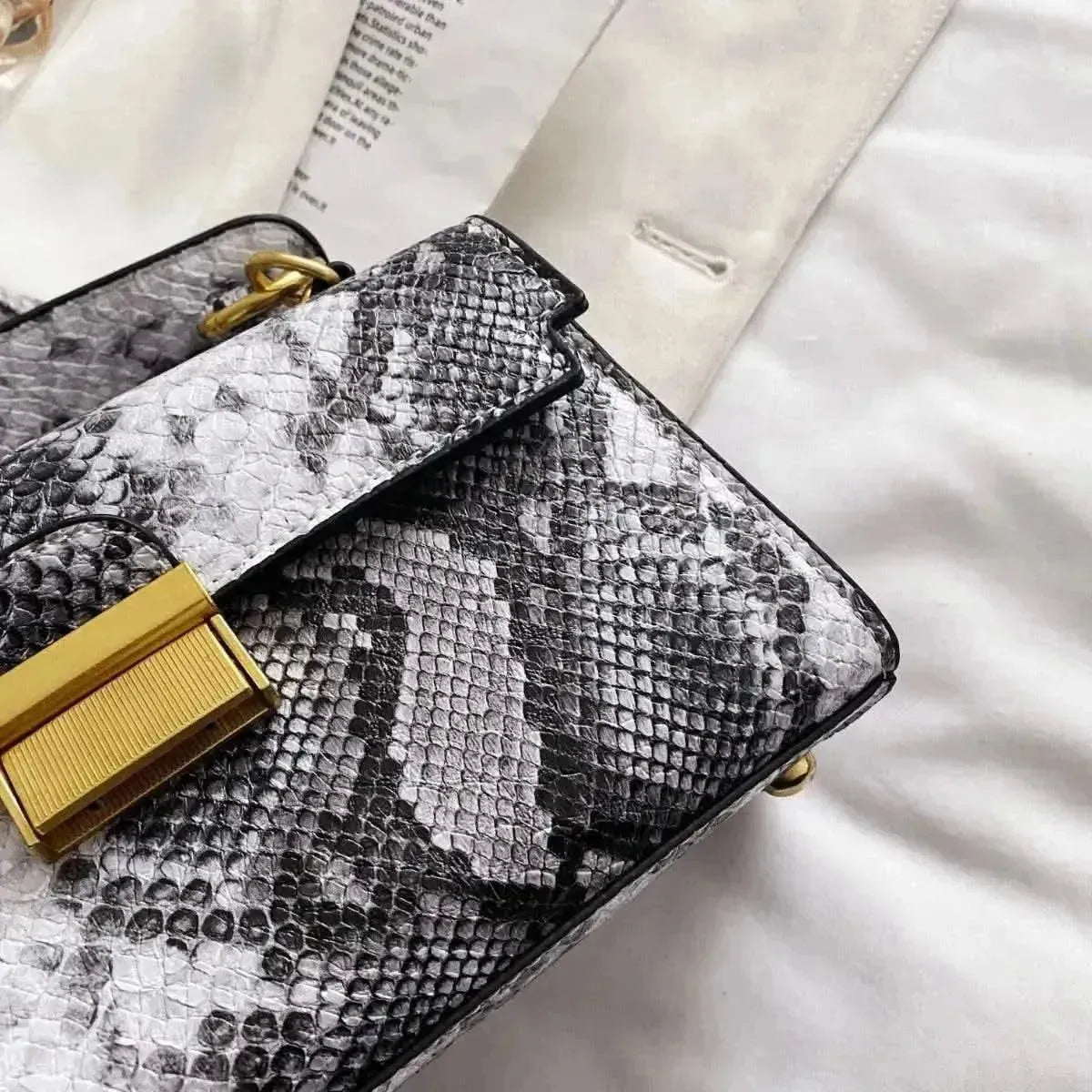 PU Leather Snakeskin Print Crossbody Bag - Bad Moms Club