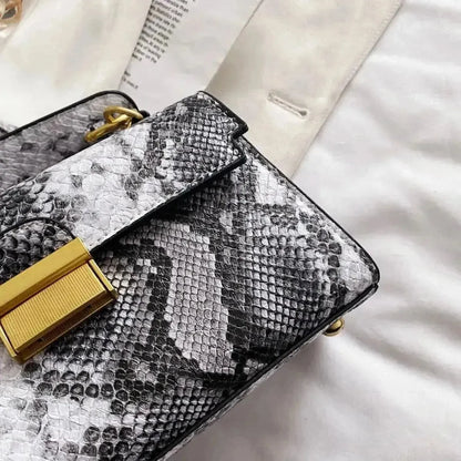PU Leather Snakeskin Print Crossbody Bag - Bad Moms Club