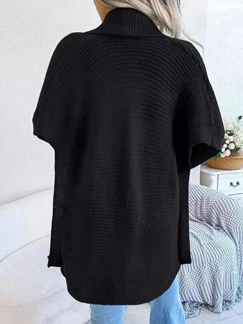 Horizontal Ribbing Open Front Slit Cardigan - Bad Moms Club