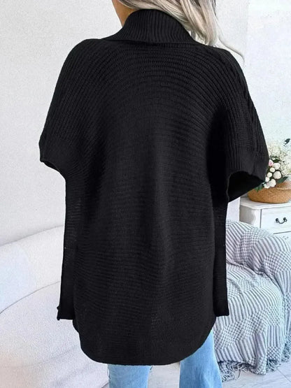 Horizontal Ribbing Open Front Slit Cardigan - Bad Moms Club