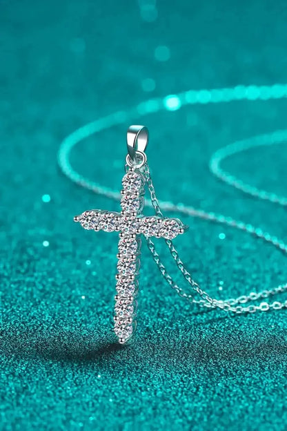 Moissanite Cross Pendant Chain Necklace - Bad Moms Club