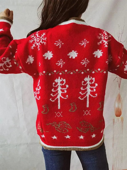 HAPPY Round Neck Long Sleeve Sweater - Bad Moms Club