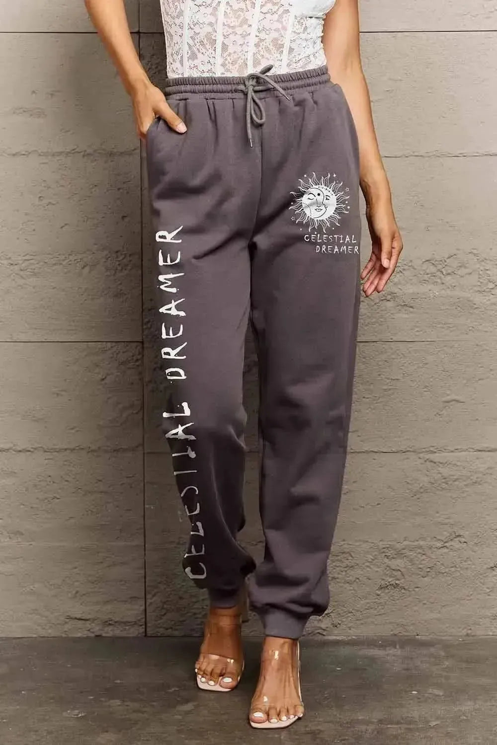 Simply Love Full Size CELESTIAL DREAMER Graphic Sweatpants - Bad Moms Club