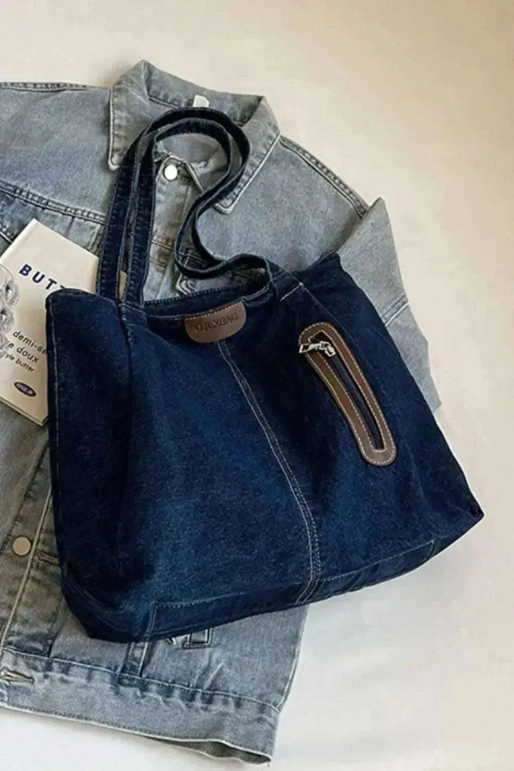 Medium Denim Tote Bag - Bad Moms Club