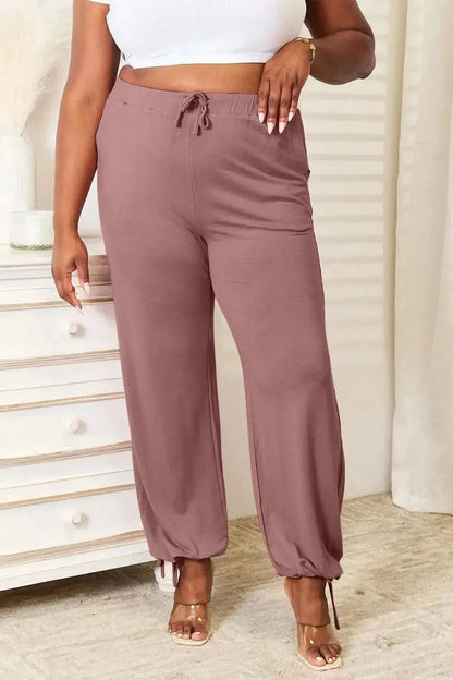 Basic Bae Full Size Soft Rayon Drawstring Waist Pants with Pockets - Bad Moms Club