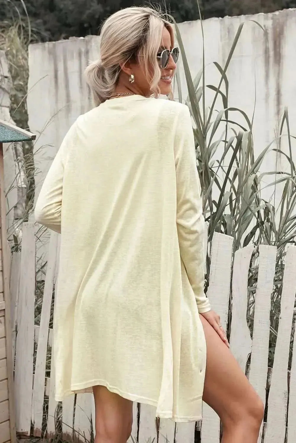 Double Take Button Down Long Sleeve Longline Cardigan - Bad Moms Club
