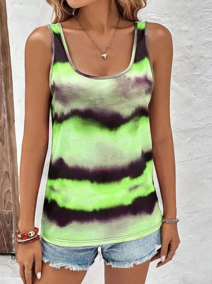 Tie-Dye Scoop Neck Wide Strap Tank - Bad Moms Club