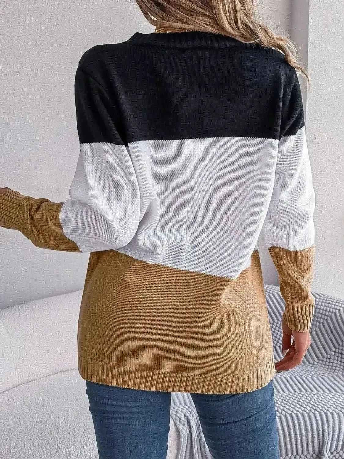 Cable-Knit Striped Button Up Cardigan - Bad Moms Club