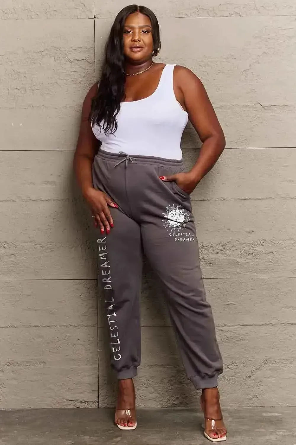 Simply Love Full Size CELESTIAL DREAMER Graphic Sweatpants - Bad Moms Club