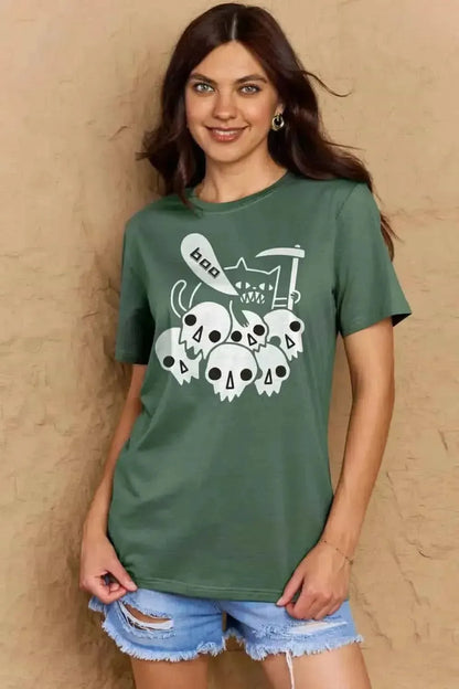 Simply Love Full Size Graphic BOO Cotton T-Shirt - Bad Moms Club