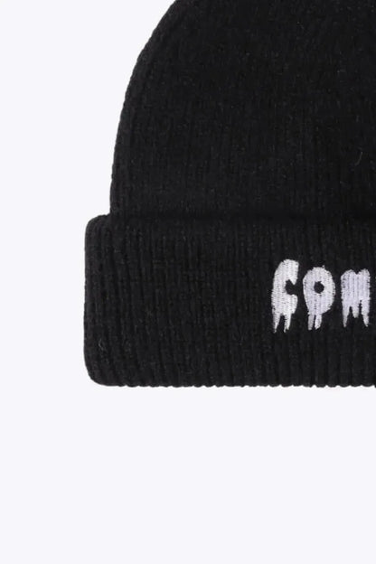 COME ON Embroidered Cuff Knit Beanie - Bad Moms Club