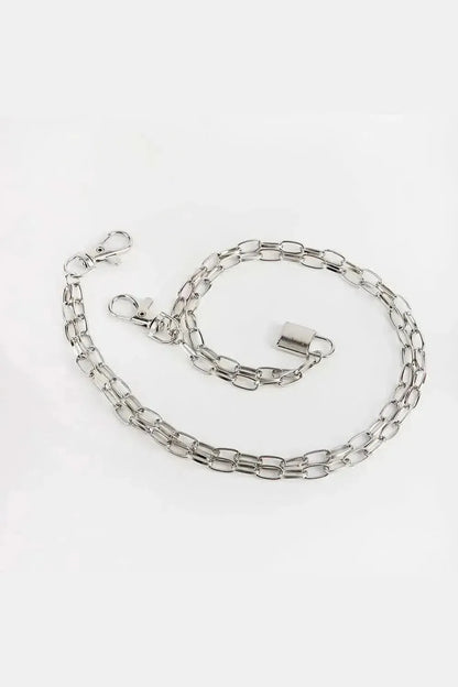 Double Layered Iron Chain Belt with Lock Charm - Bad Moms Club