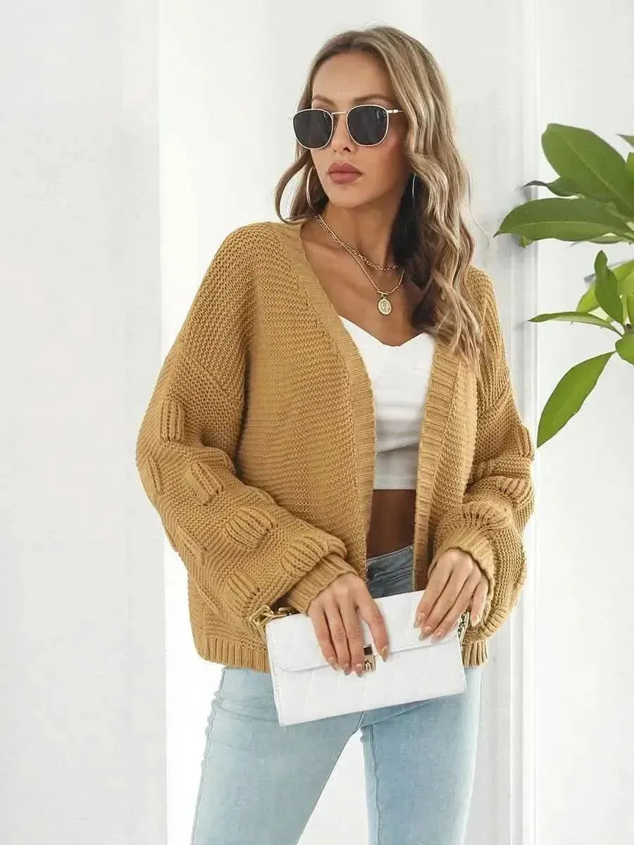 Open Front Ribbed Trim Cardigan - Bad Moms Club