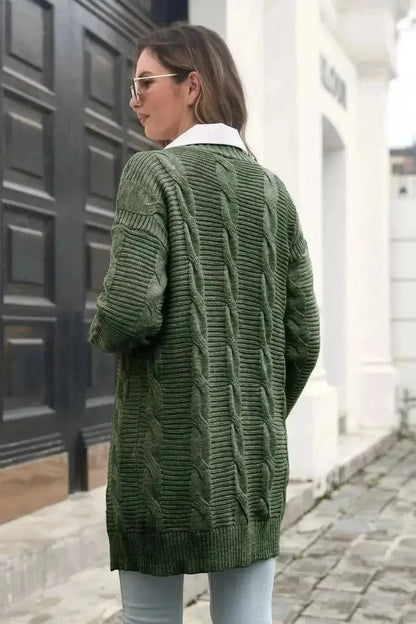 Open Front Cable-Knit Cardigan - Bad Moms Club