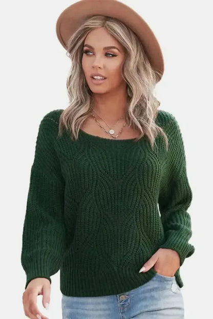 Drop Shoulder Round Neck Sweater - Bad Moms Club