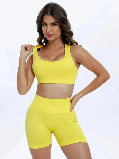 Scoop Neck Wide Strap Top and Shorts Active Set - Bad Moms Club